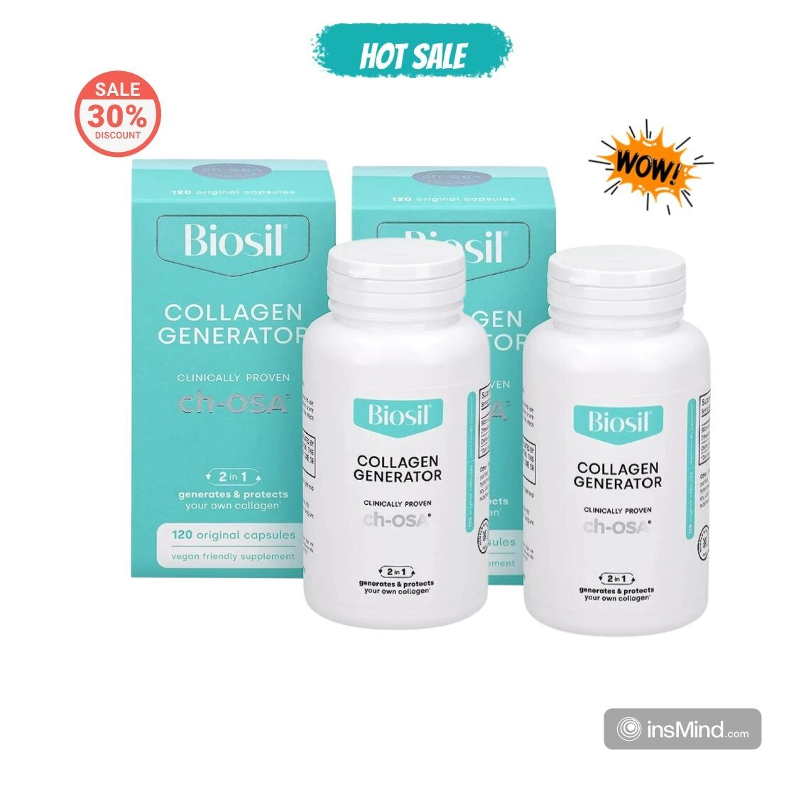 Biosil Collagen Generator with ch-OSA help generate collagen 240 Capsules 2 Pack