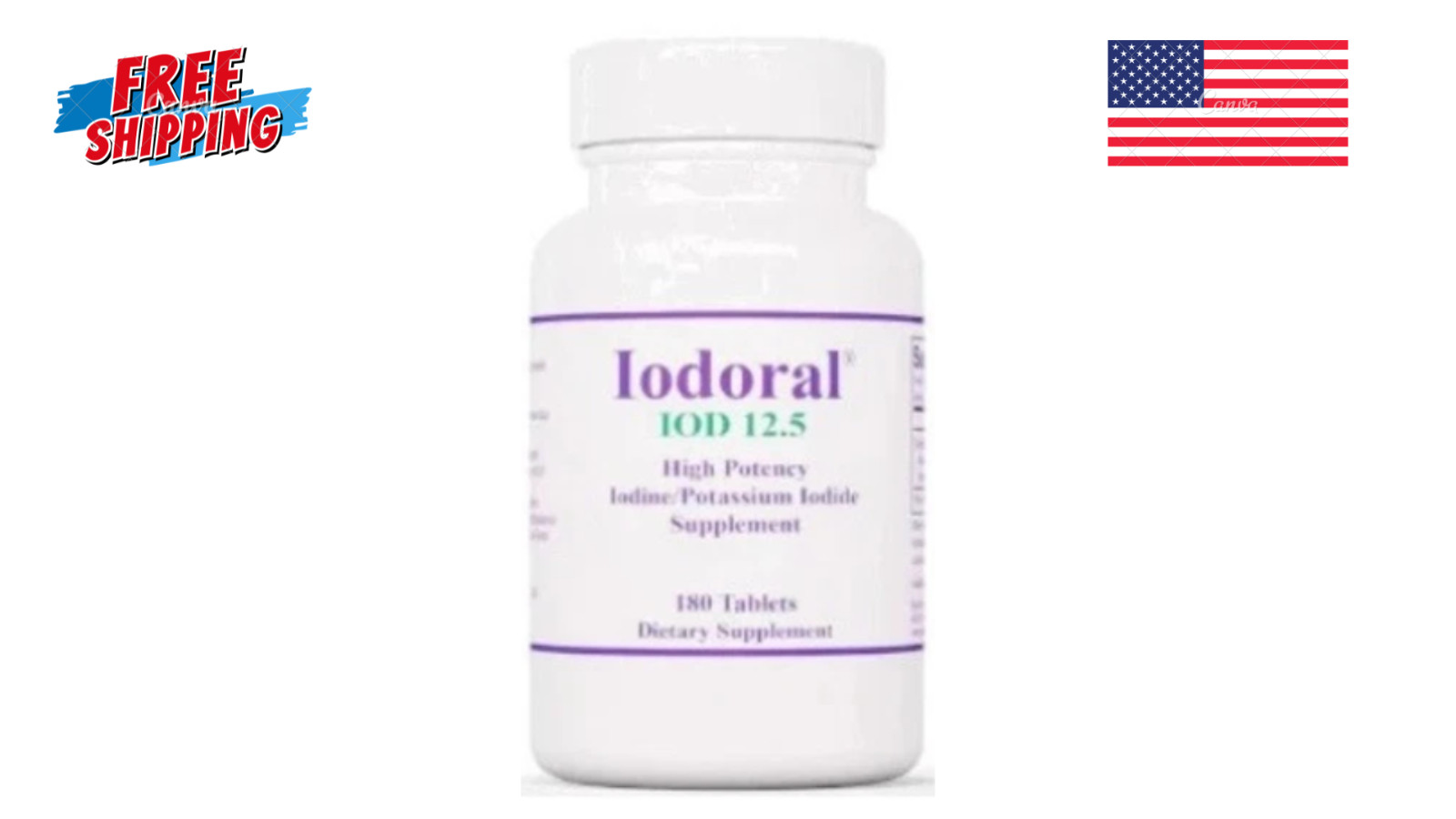 Iodoral IOD-12.5 by Optimox High Potency Iodine Support Supplement 180 Tablets