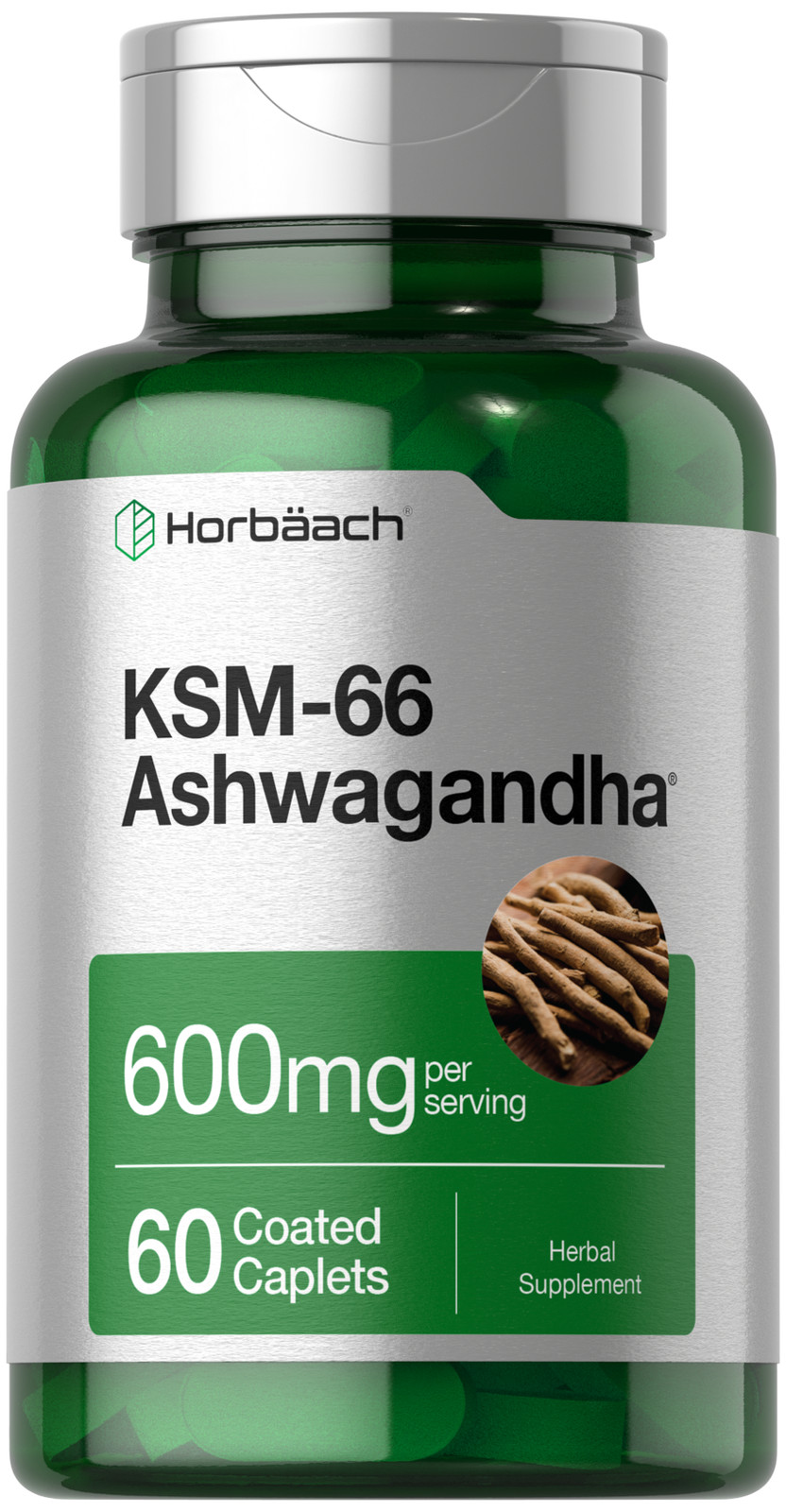 KSM-66 Ashwagandha 600mg | 60 Caplets | With L-Theanine | Vegan | by Horbaach