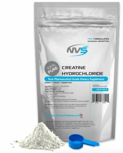 NEW NVS 100% PURE CREATINE HYDROCHLORIDE (HCL) USP PHARMACEUTICAL GRADE USA