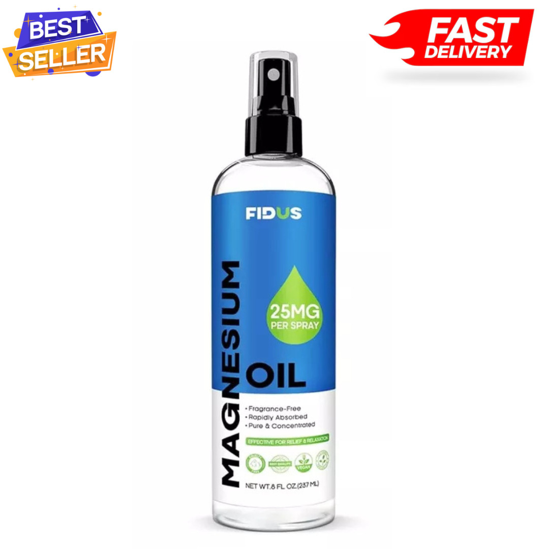 100% Pure Magnesium Oil Spray 8 fl oz – Quick Absorbing Muscle & Joint Relief