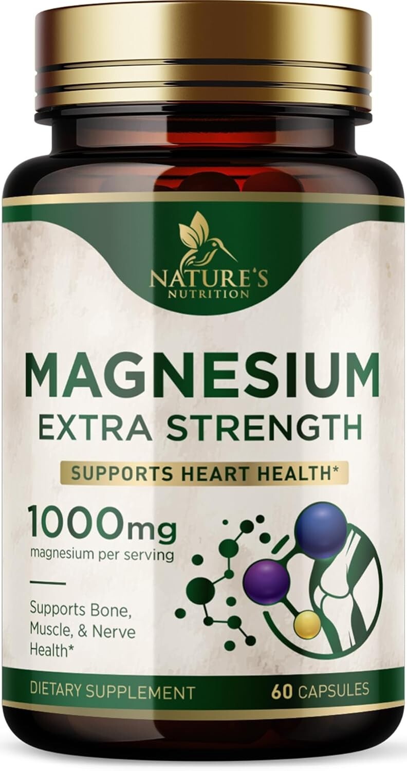 Magnesium Pills Extra Strength 1000mg – Bone, Muscle, Heart Support – Non GMO