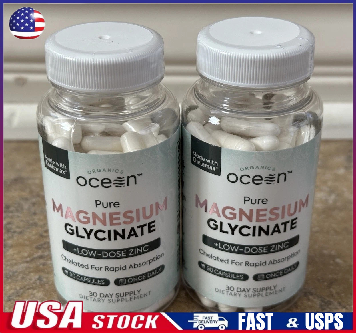 Organics Ocean Pure Magnesium Glycinate Low Dose Zinc Chelated 90Capsules✨