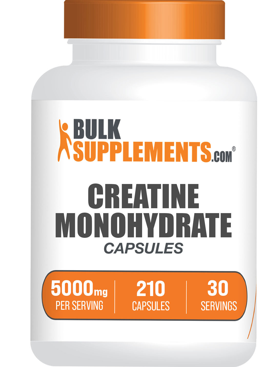 BulkSupplements Creatine Monohydrate Capsules – 5g per Serving – 210 Capsules