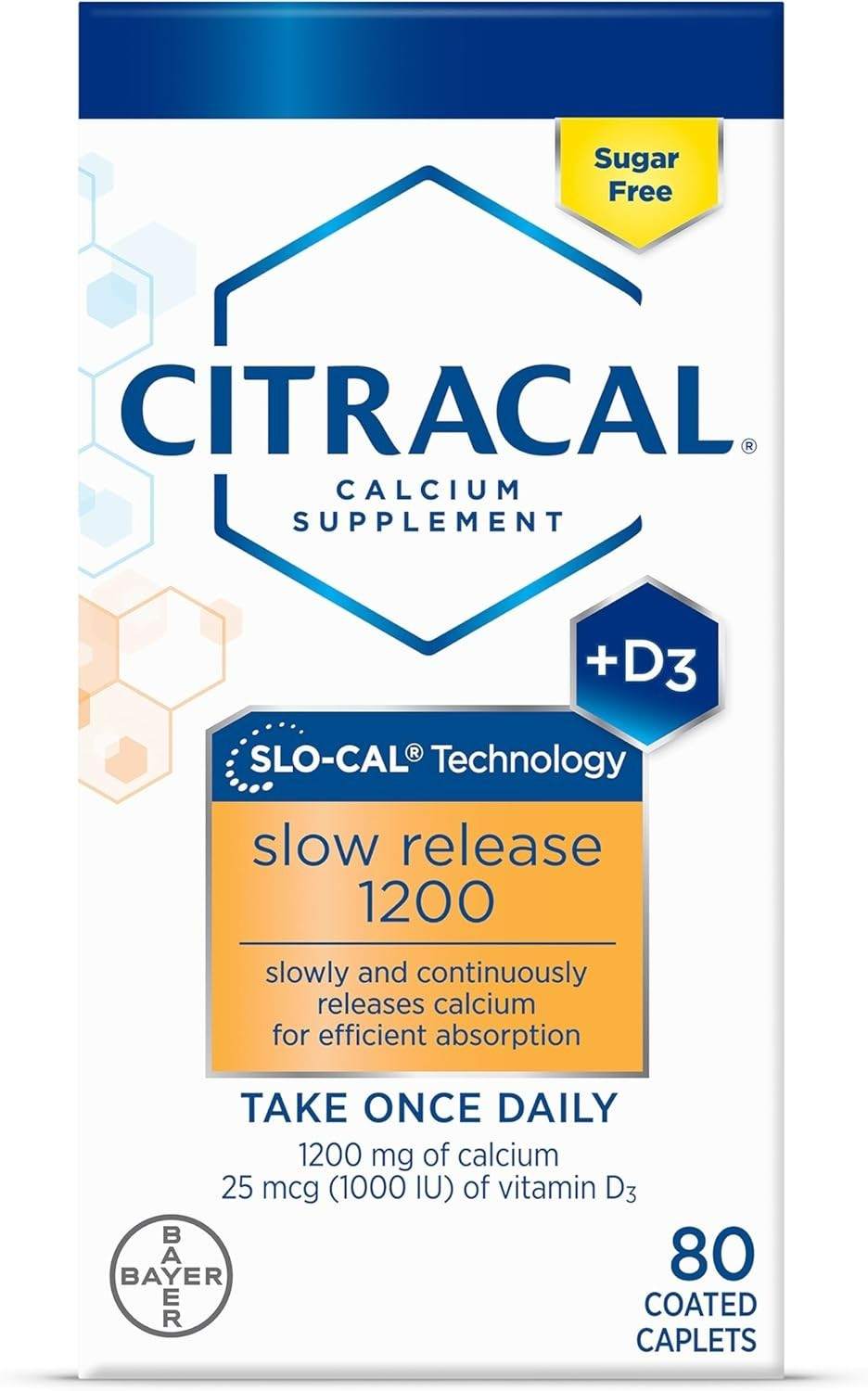 Citracal Slow Release 1200 Calcium Supplement Vitamin D3 80 Coated Tablets