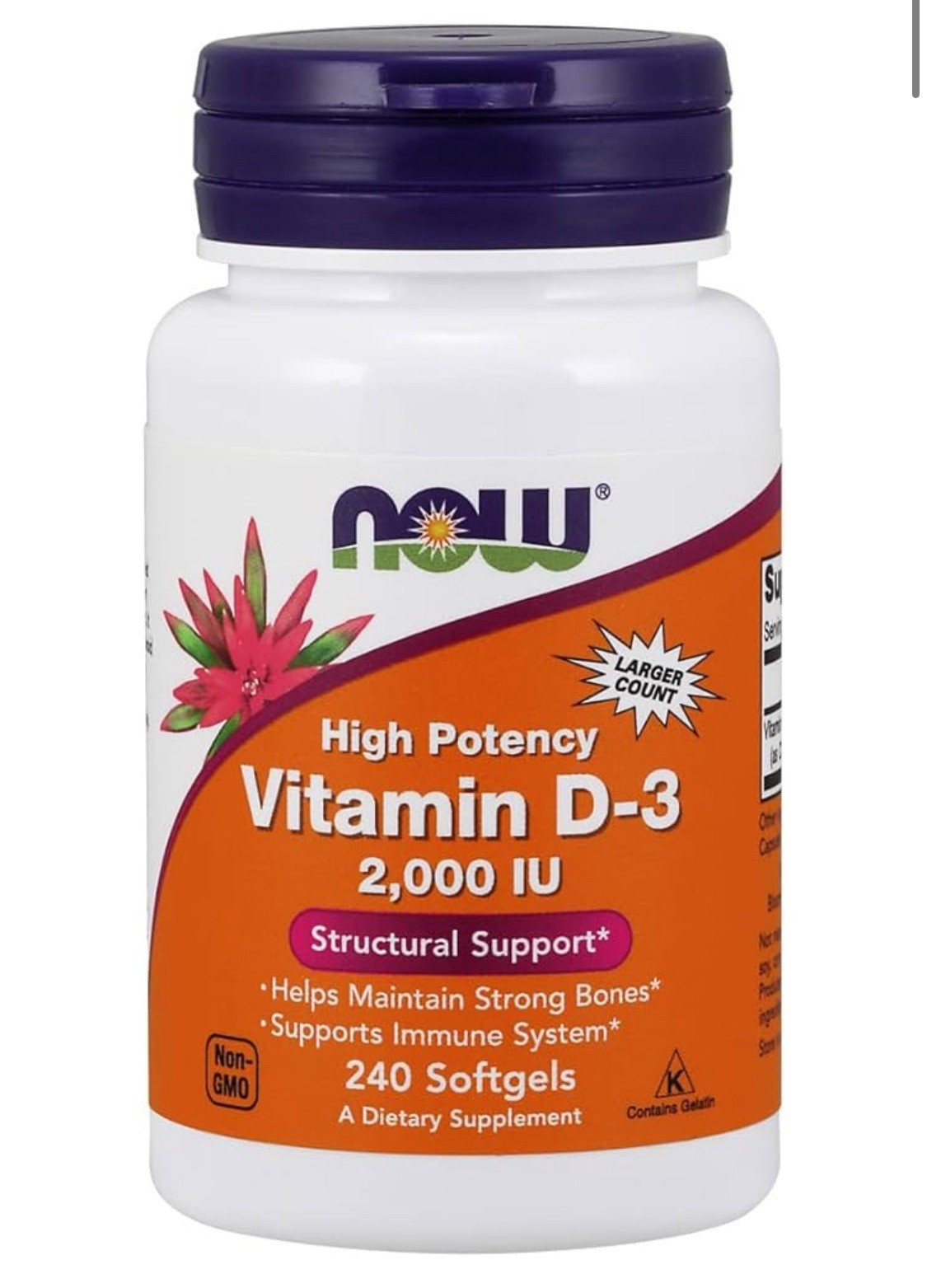 NOW Foods Vitamin D-3, 2000 IU, 240 Softgels