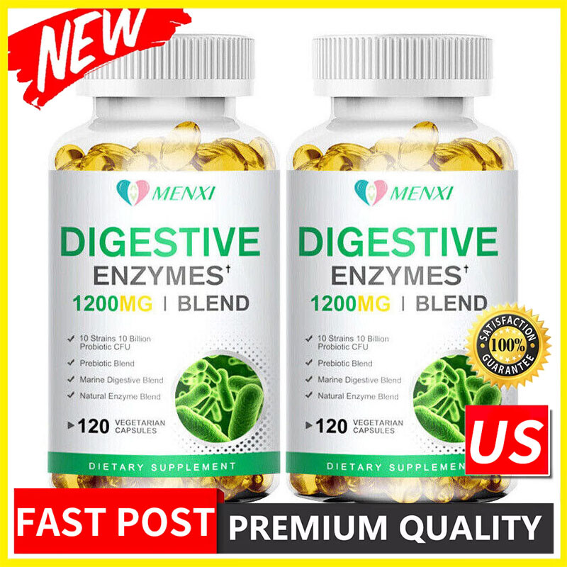 2*120pcs Digestive Enzymes Prebiotic Probiotics Gas,Constipation Bloating Relief