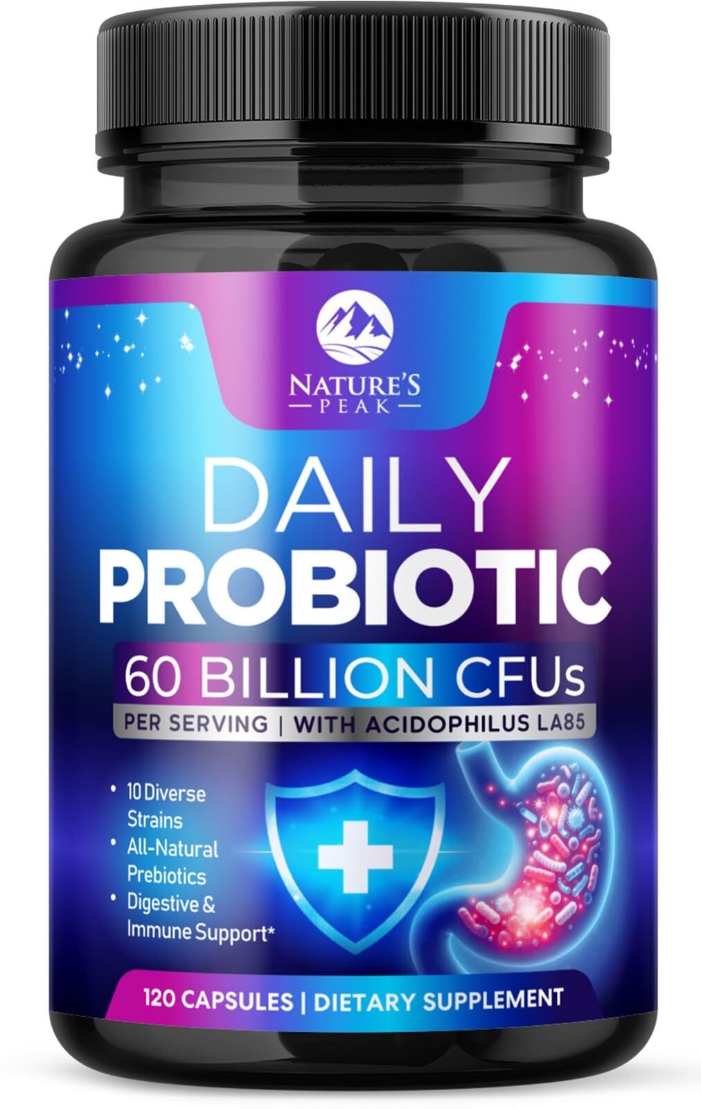 Daily Probiotic Supplement 60 Billion CFU – 10 Diverse Strains for Digestion