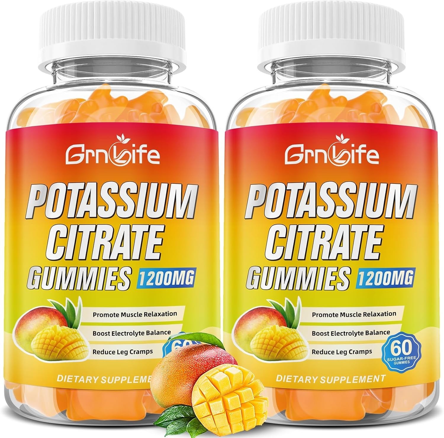 Potassium Citrate Gummies, High Potassium Supplement Gummies 1200mg Support Leg