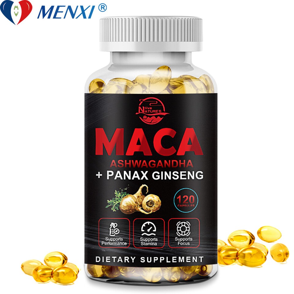 Male Enhancing Maca Root,Ashwagandha,Panax Ginseng Extract Organic 120 Capsules