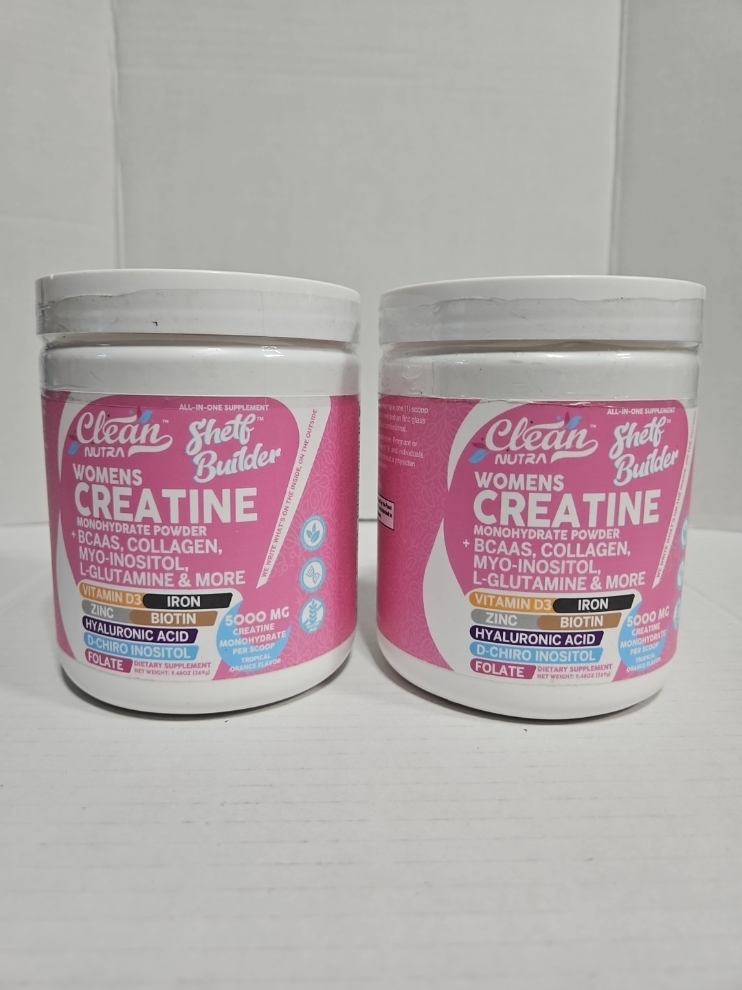 2x Women’s Creatine Powder w/ BCAAs, Collagen, Inositol– Clean Nutra Shelf Build