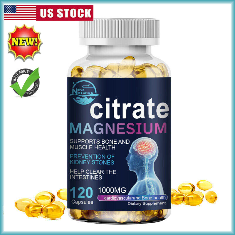 Magnesium Citrate Supplements 1000mg – High Strength Magnesium Capsules Vegan