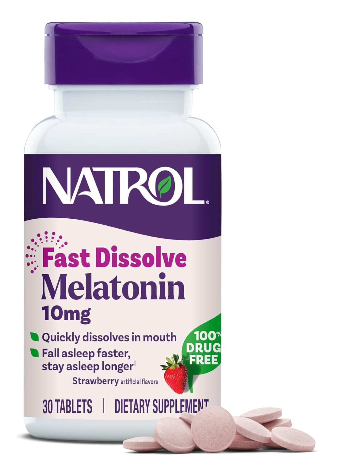 Natrol Fast Dissolve Melatonin 10 mg, Sleep Support for Adults