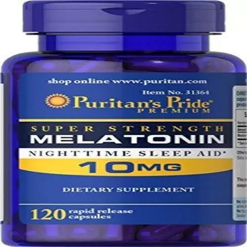 Puritan’s Pride Rapid Release Melatonin 10Mg, Supports Sound 120 Count, Blue