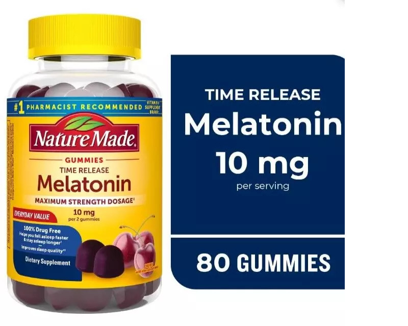 Nature Made Melatonin 10mg Gummies 80ct – Max Strength Sleep Aid, Time Release