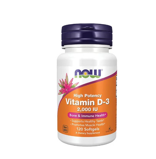 NOW FOODS  Vitamin D-3 2000 IU – Bone & Immune Health  120 Softgels