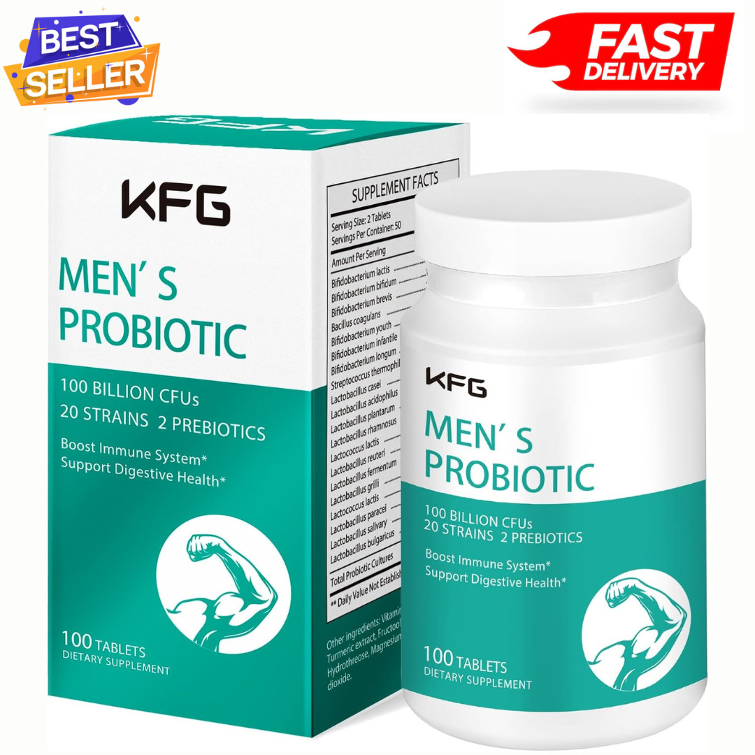 Probiotics Supplement 100 Billion CFU 20 Strains, 2 Prebiotics for Men Digestive