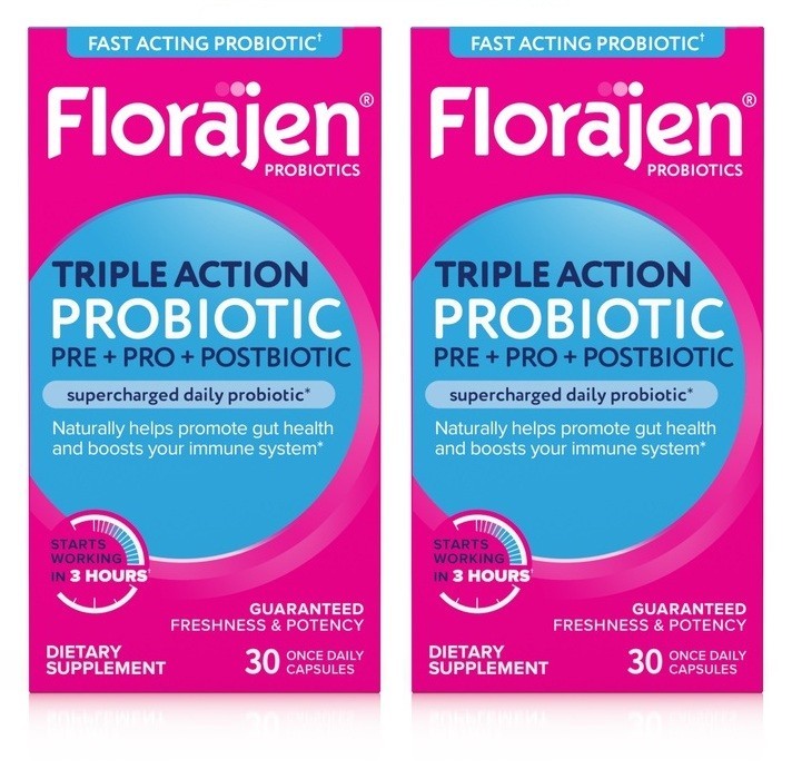 2 Pack Florajen Triple Action Probiotic Pre+ Pro + Postbiotic 30 Cap EXP 9/2026+