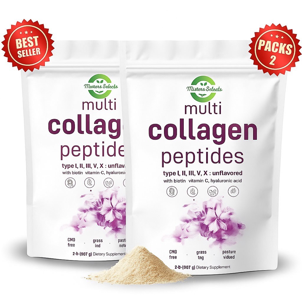 Collagen Peptides Powder 2lb x 2 Pack – Hydrolyzed Type 1 & 3| Skin, Hair, Nails