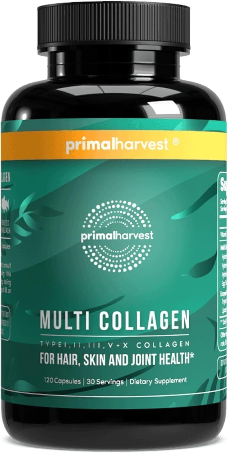 Primal Harvest Multi Collagen Pills-for Women and Men Type I, II, III, V, X 12