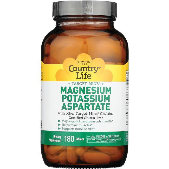 Country Life Target-Mins Magnesium Potassium Aspartate 180 Tabs