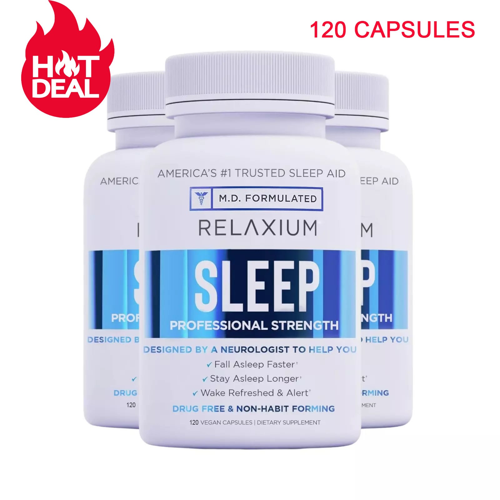 120 Caps Relaxium Sleep Natural Dietary Supplement for Better Sleep