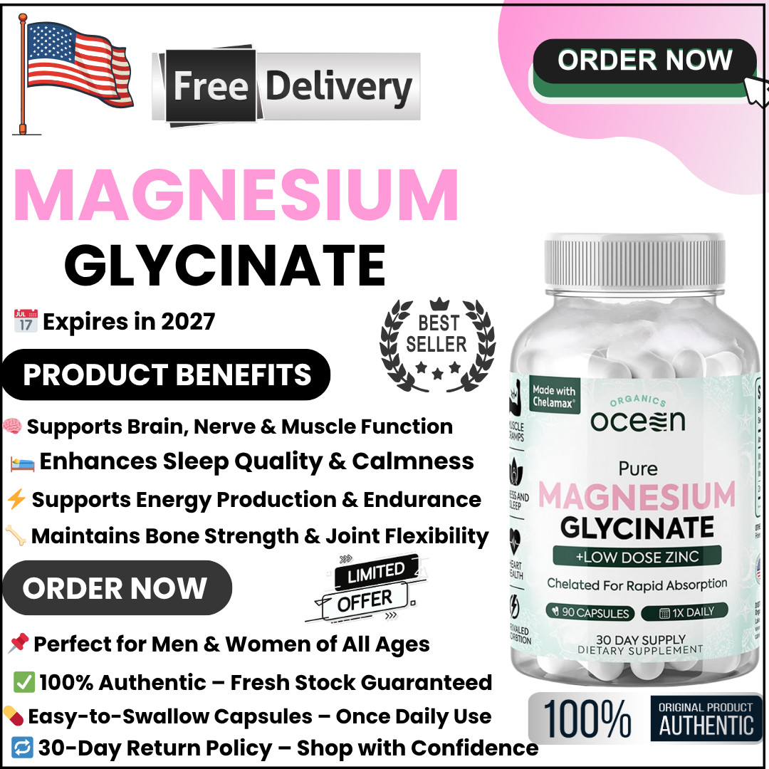 Organics Ocean Pure Magnesium Glycinate Low Dose Zinc Chelated 90 Caps /EXP:2027