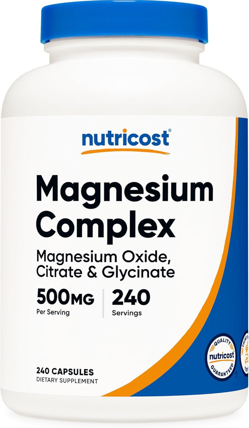 Magnesium Complex 500mg, 240 Capsules – Magnesium Oxide, Citrate, and Glycinate