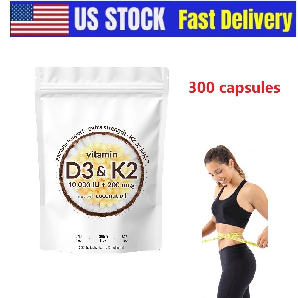 Micro Ingredients Vitamin D3 K2 With Coconut oil,300 Softgels Dietary Supplement