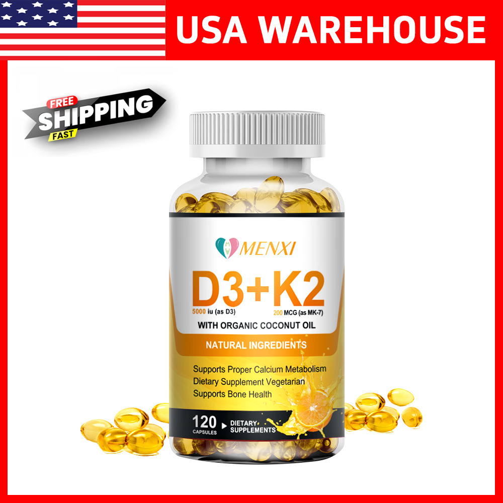 Vitamin K2 (MK7) with D3 5000 IU Supplement, BioPerine Capsules, Immune Health
