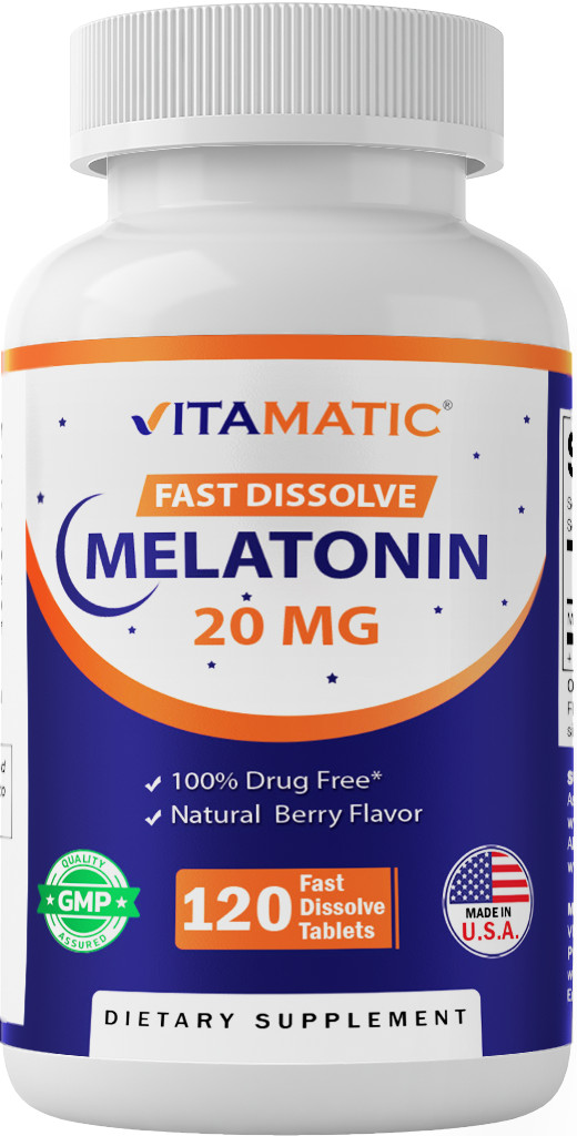 Vitamatic Melatonin 20 mg Fast Dissolve 120 Tablets – Natural Berry Flavor