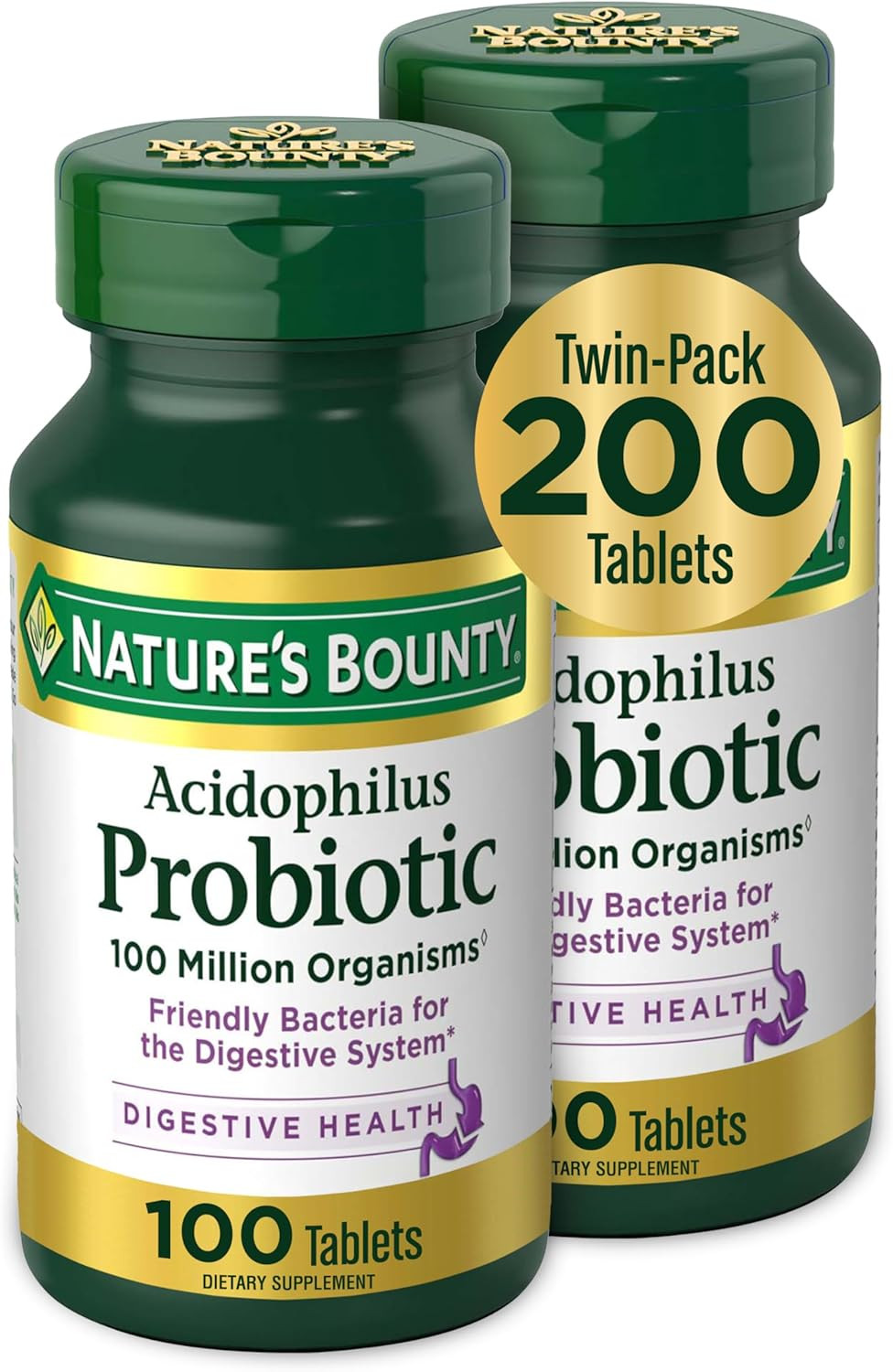 Acidophilus Probiotic – 200 Tablets Twin Pack for Daily Digestive Health