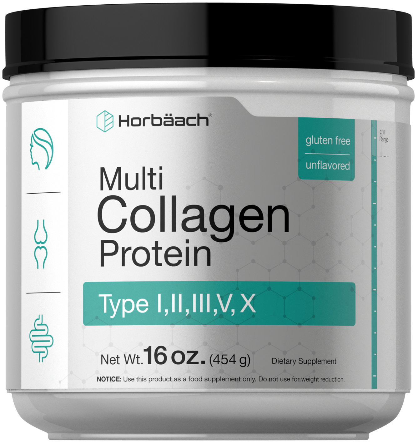 Multi Collagen Protein Powder | 16 oz | Type I, II, III, V, X | by Horbaach
