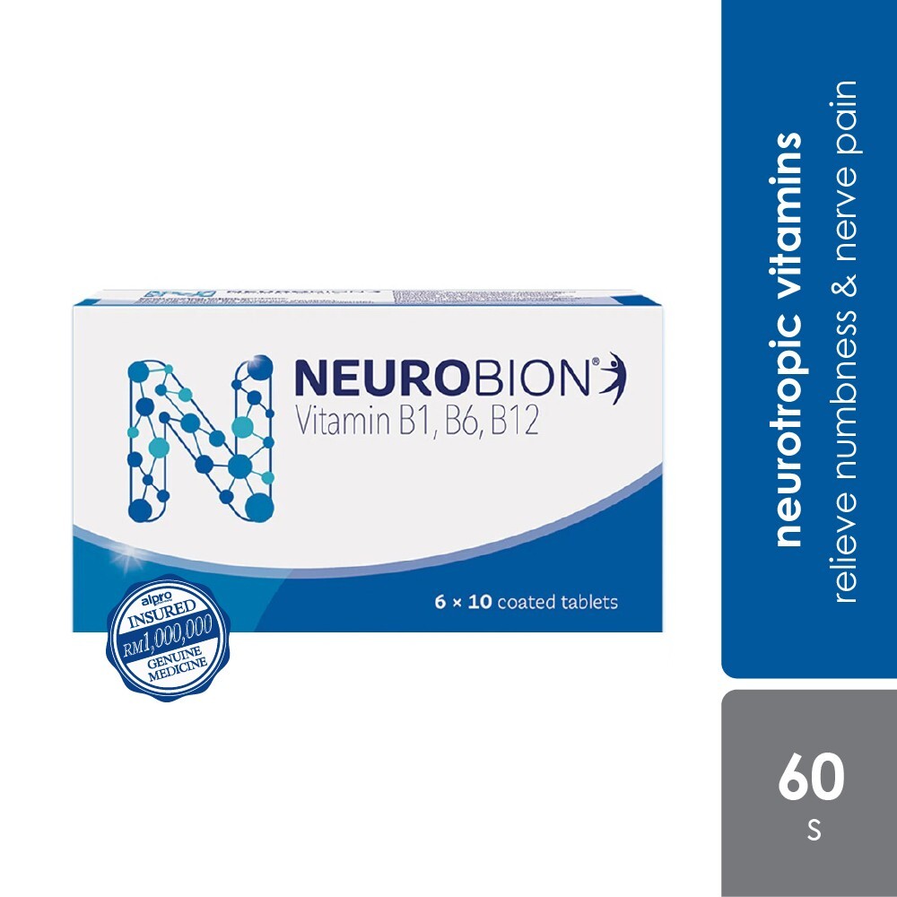 1X NEUROBION 60’s Vitamin B1, B6, B12 Improves Nerve Health & Function FREE SHIP