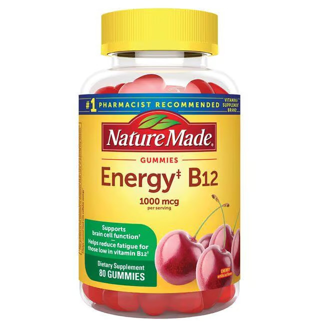 Nature Made Energy B12 Gummies – Cherry 1,000 mcg 80 Gummies