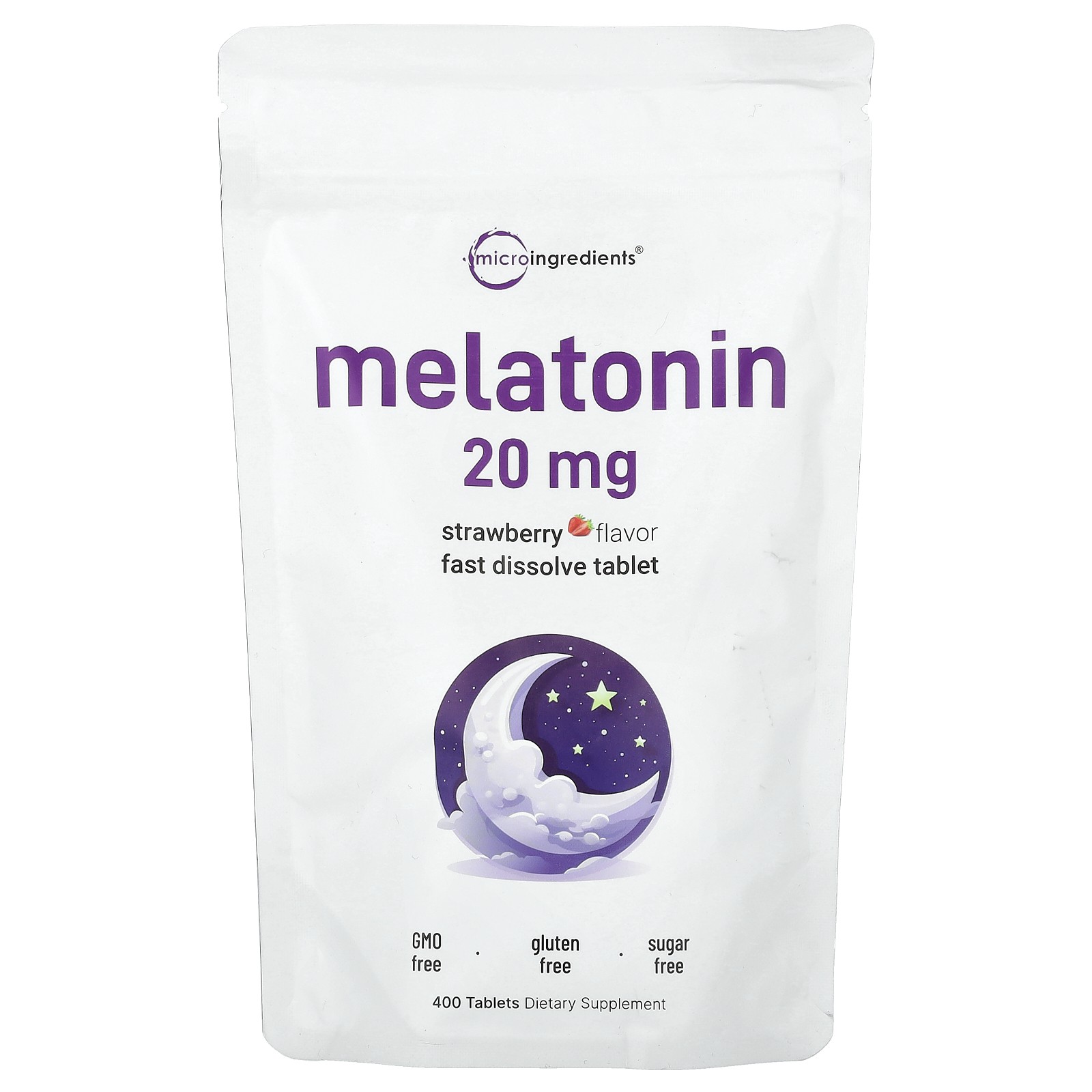 Melatonin, Strawberry, 20 mg, 400 Tablets