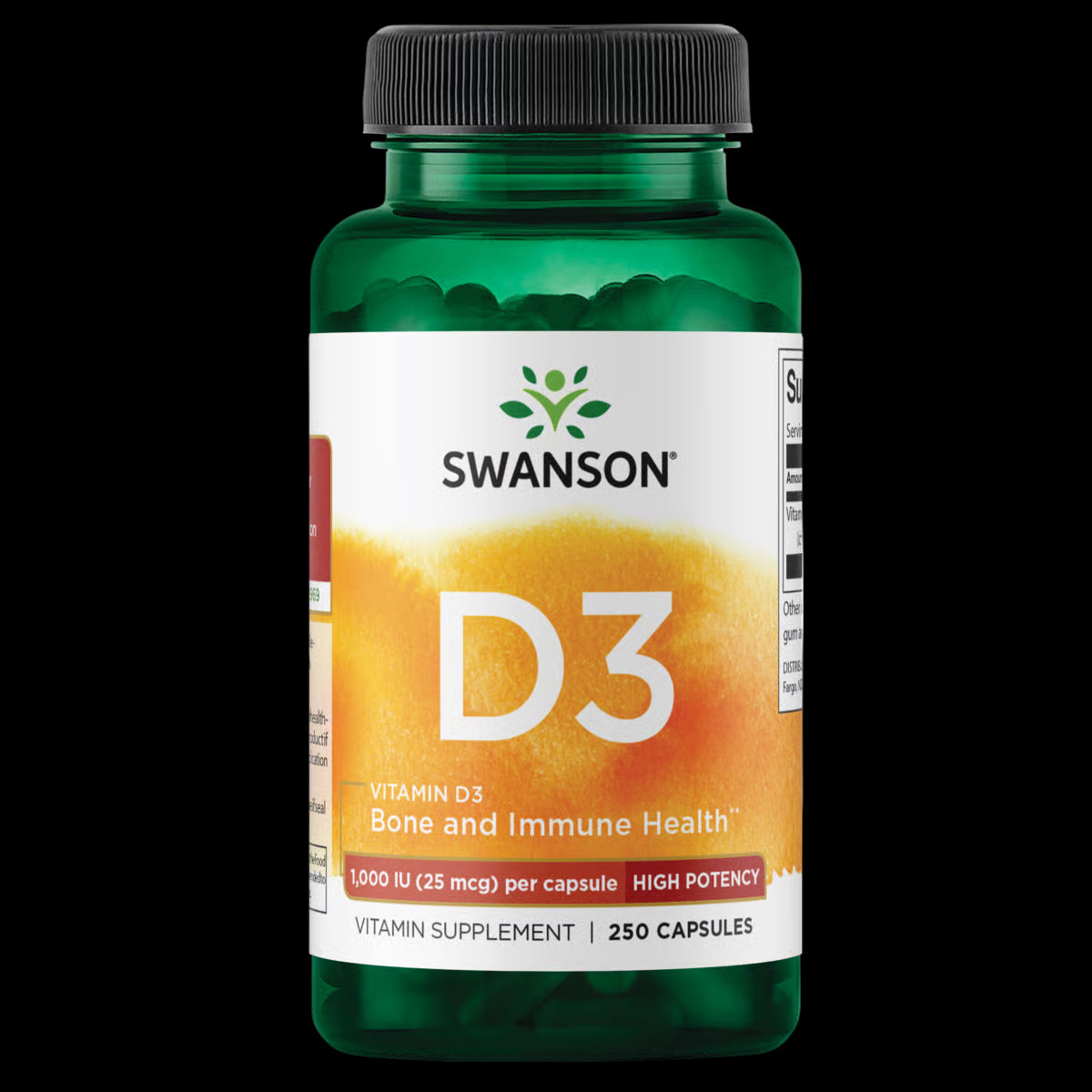 Swanson High Potency Vitamin D3 Capsules, 1,000 IU, 250 Count
