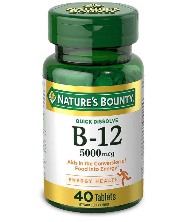 Nature’s Bounty Vitamin B12 5000 mcg Quick Dissolve Tablets 40Ct **Exp07/2027**