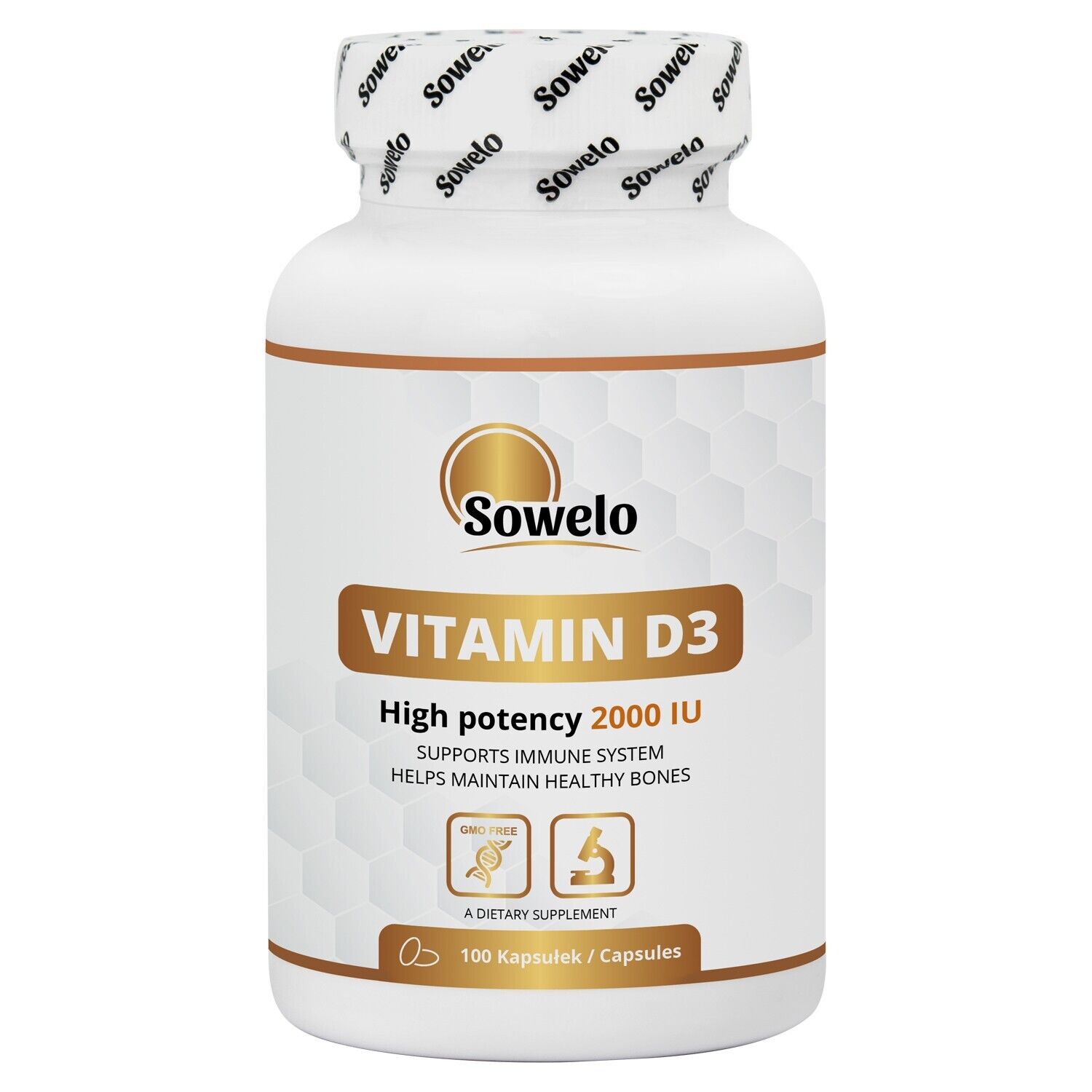 Vitamin D3 2000 IU Softgels – High Potency, Bone & Immune Support – Sowelo