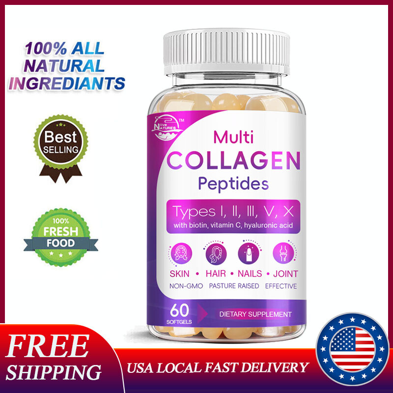 Premium Collagen Peptides Biotin Hydrolyzed Anti-Aging (Types I,II,III,V,X)