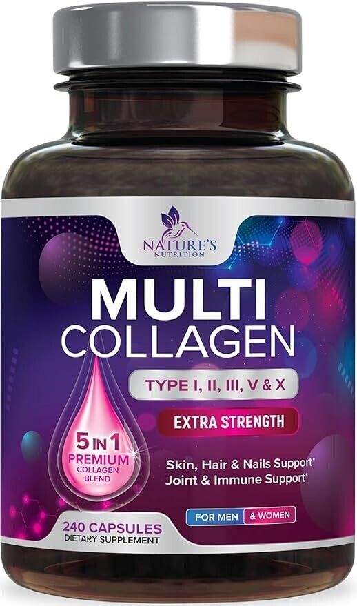 Multi Collagen Supplement for Women & Men – Type I, II, III, V, X Multi Collagen