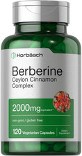 Berberine Plus Ceylon Cinnamon 2000 mg | 120 Capsules | Vegetarian | by Horbaach