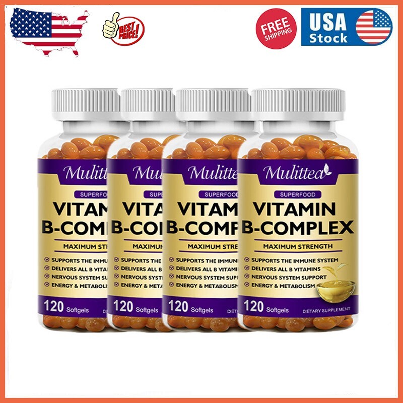 Vitamin B Complex 120 Capsules B1,B2,B3,B5,B6,B7,B9,B12, Immune Support Pills