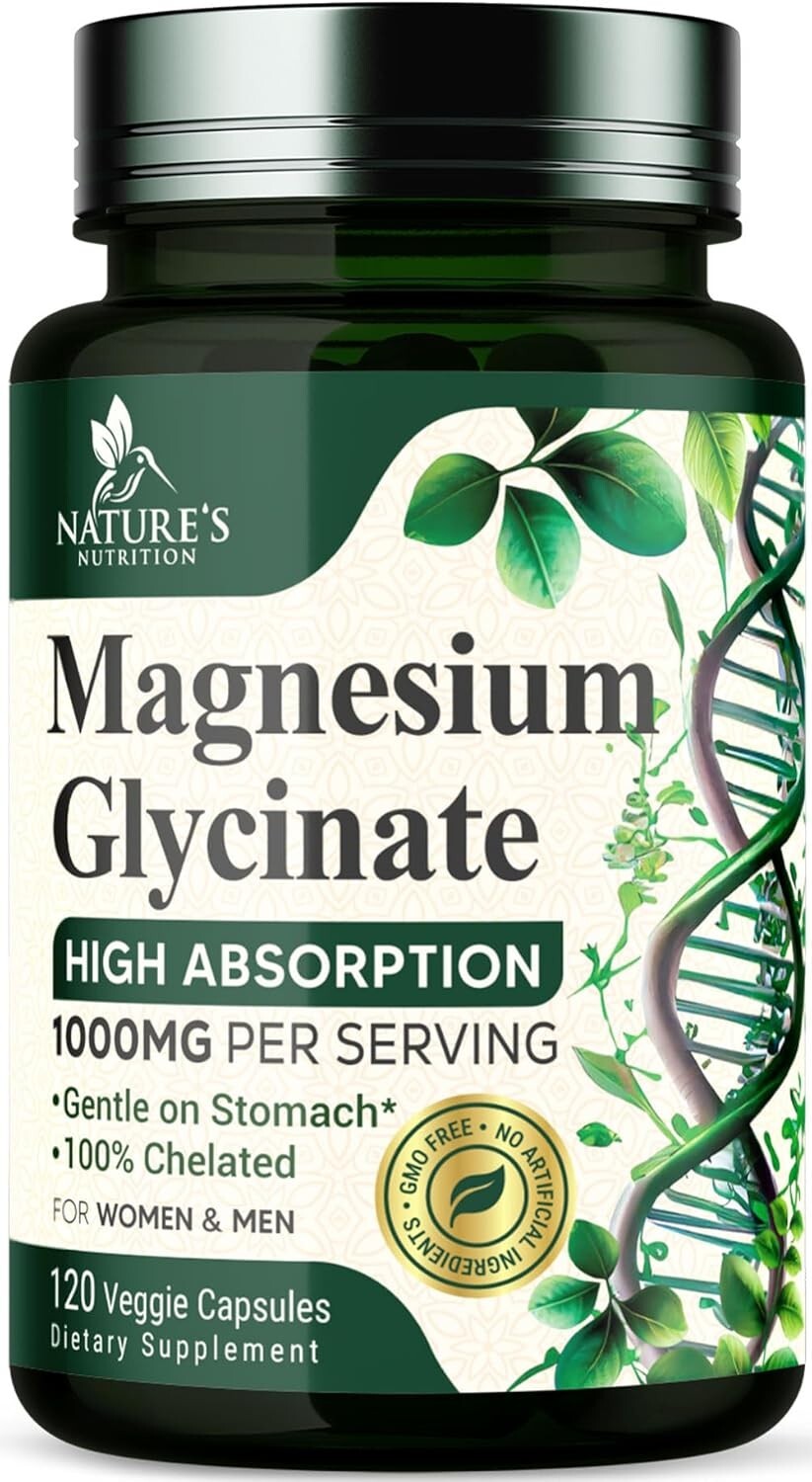 Magnesium Glycinate Supplement 1000mg – Heart, Nerves, Bone and Muscles Support