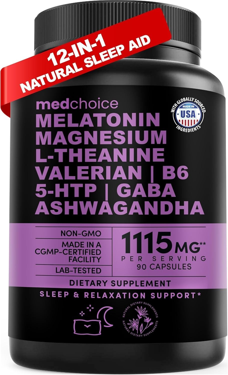 12-In-1 Melatonin Sleep Capsules – Natural Sleep Aids for Adults with Melatonin
