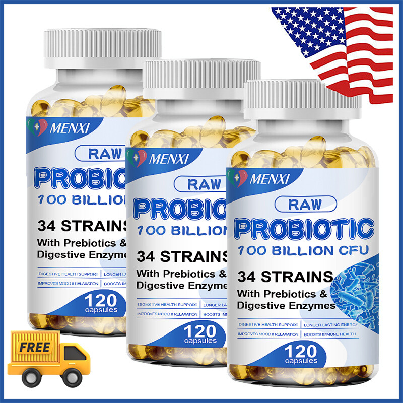 Raw Probiotics 100 Billion CFU Potency Digestive Immune Health 3 x 120 Capsules