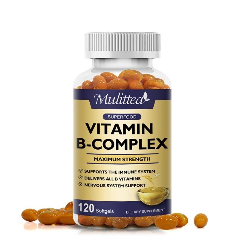 Vitamin B Complex 120 Capsules B1,B2,B3,B5,B6,B7,B9,B12, Immune Support Pills