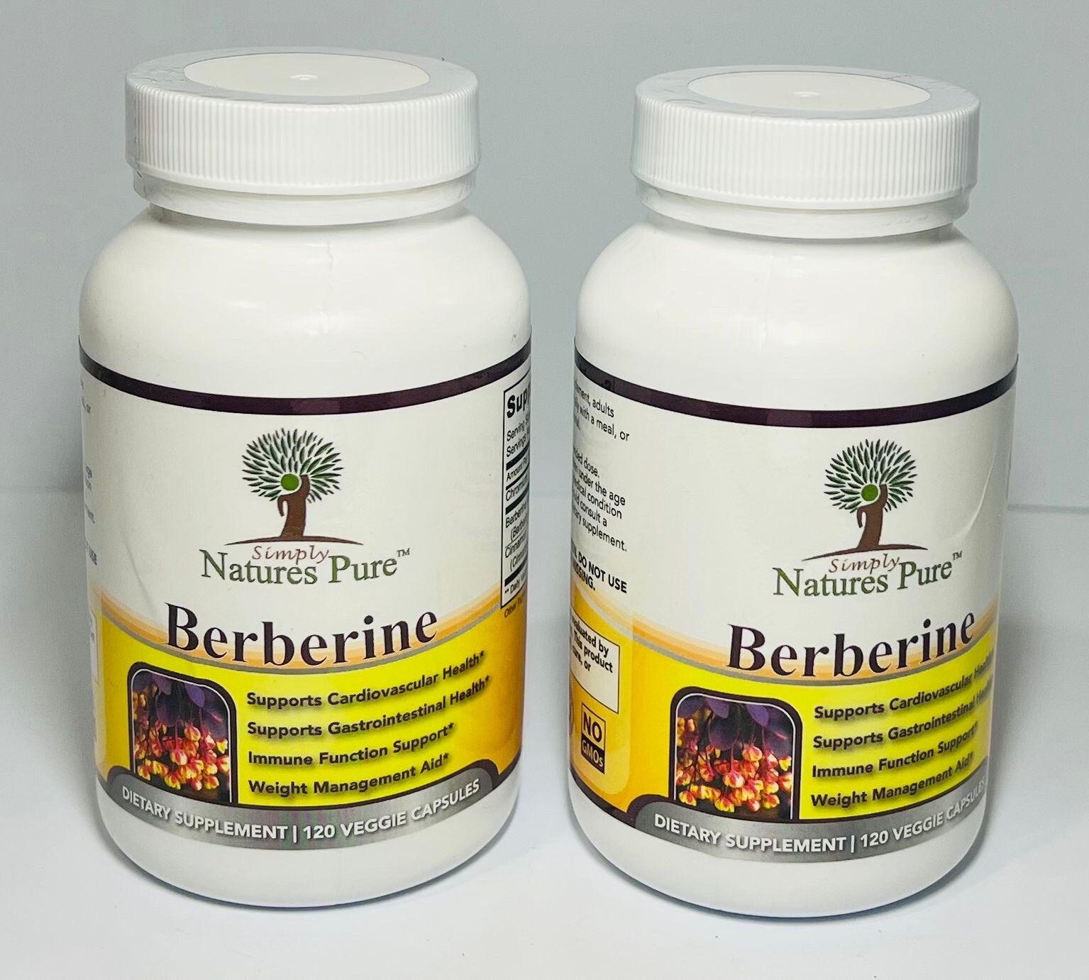 Simply Natures Pure Berberine HCL 500 mg Premium 120 Veggie Caps /DUO PACK✌️💊