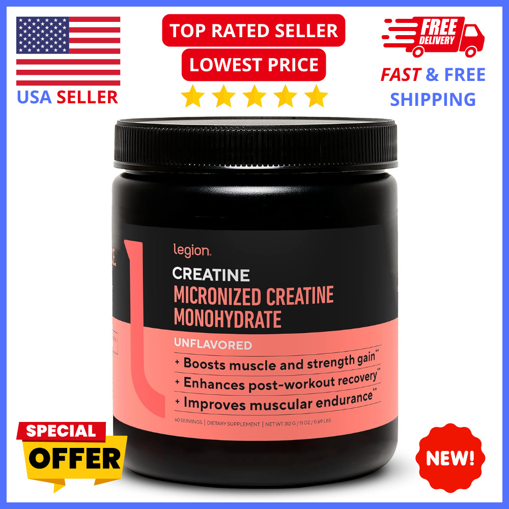 LEGION Creatine Monohydrate – Micronized Pure Powder Muscle, Strength & Recovery