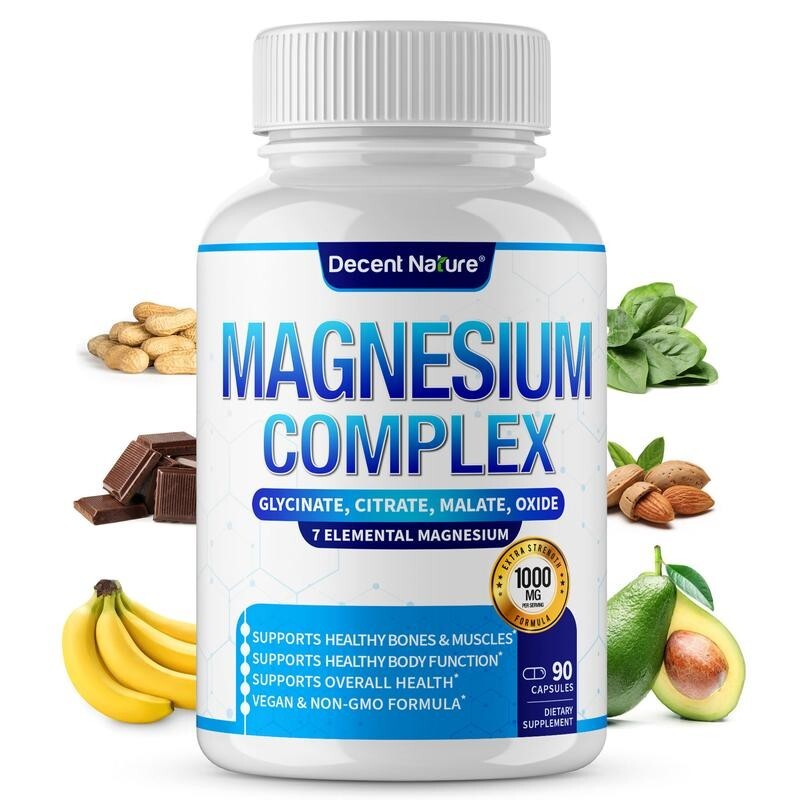 Magnesium Complex 7 Elemental Magnesium Supplement 1000mg Non-GMO 90 Capsules